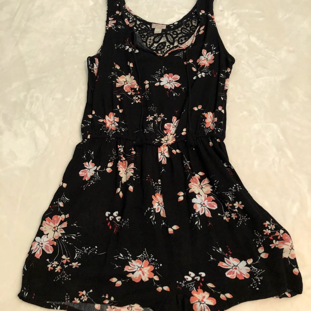 Black floral romper